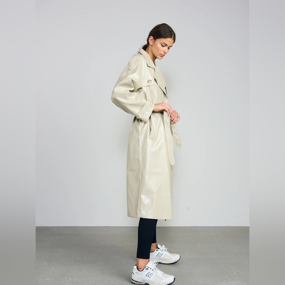 MEOTINE BOBBY TRENCH VEGAN LEATHER - LIGHT GREY - Picture 12 of 13